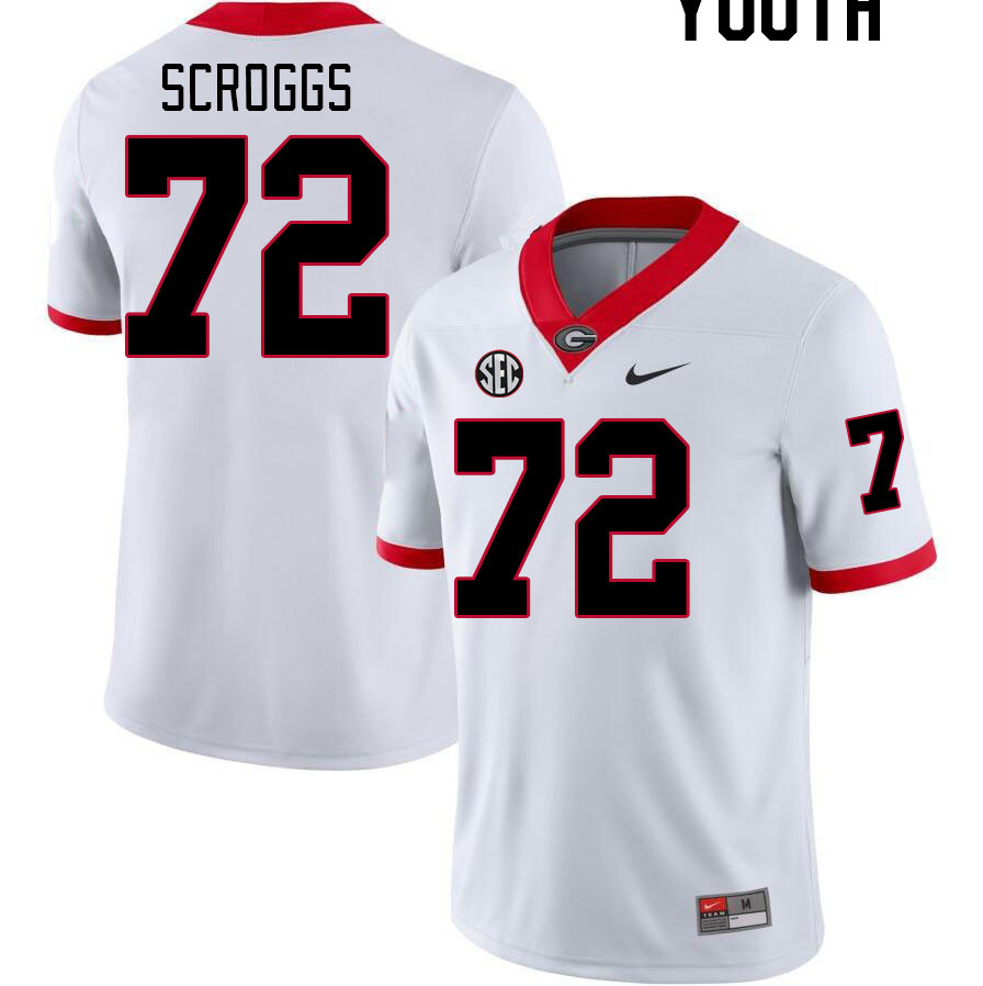 Youth #72 Griffin Scroggs Georgia Bulldogs College Football Jerseys Stitched-White